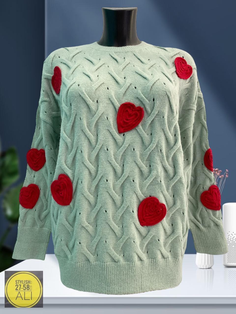 свитер девочки,женский свитер вязаный с узором и сердечками,модные свитера,детский свитер,вязаный свитер для девочек