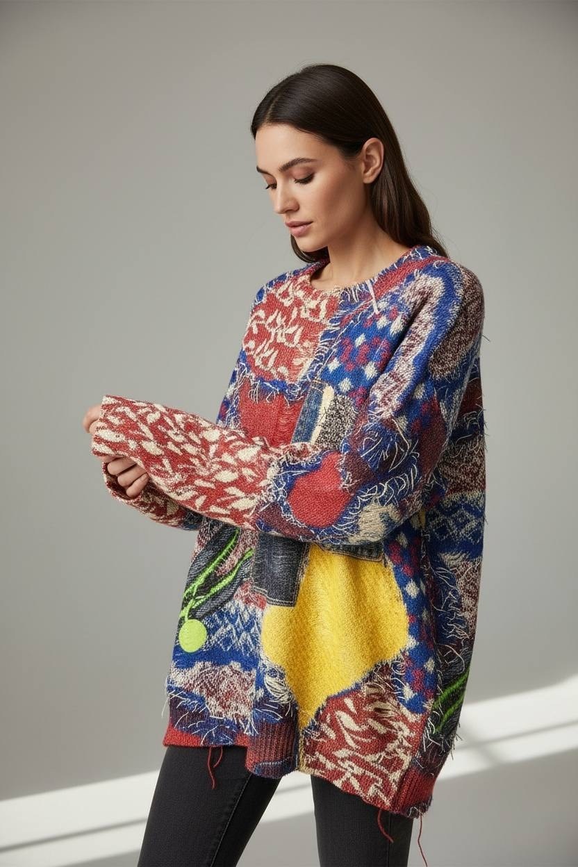 свитер с принтом,женский свитер,модный свитер,свитер,женский вязаный свитер