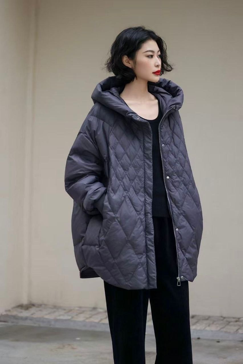 куртка женская,куртка демисезонная оверсайз с капюшоном,куртка теплая,стеганая куртка оверсайз,женская длинная куртка на 90% белом утином пуху с капюшоном