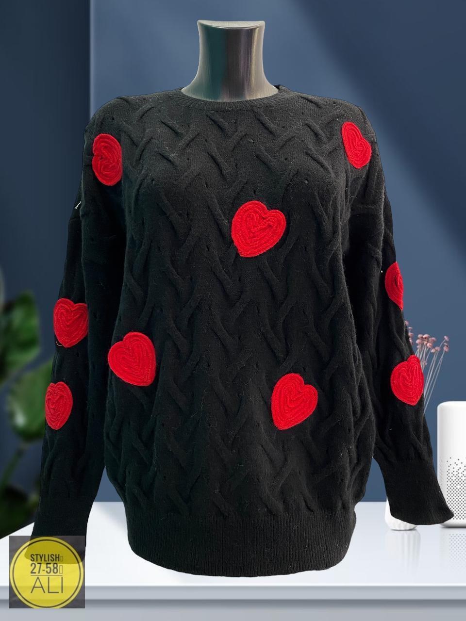 свитер девочки,женский свитер вязаный с узором и сердечками,модные свитера,детский свитер,вязаный свитер для девочек