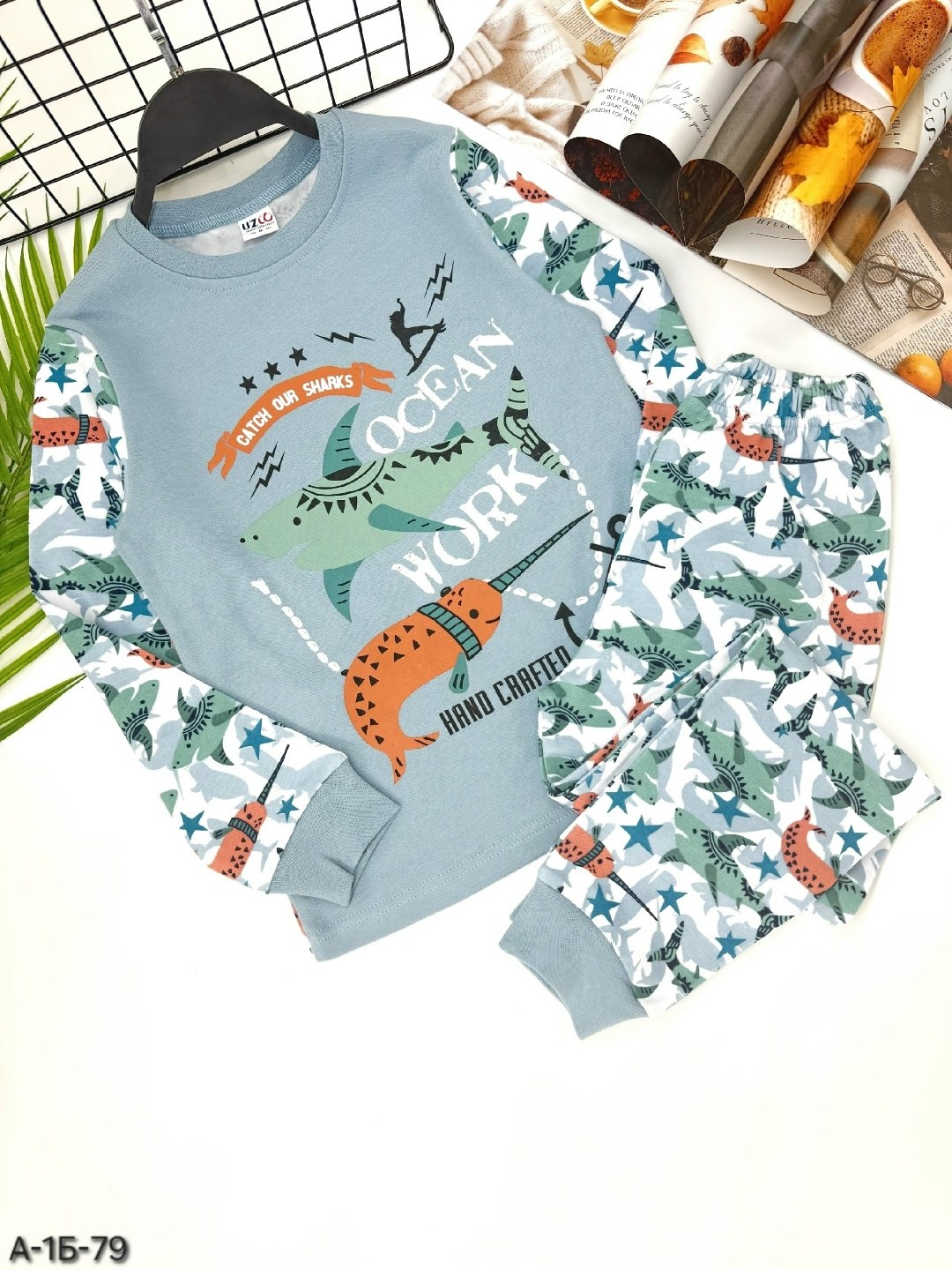 пижама для мальчика,комплект пижама,пижама детская,пижам,пижама акула детская