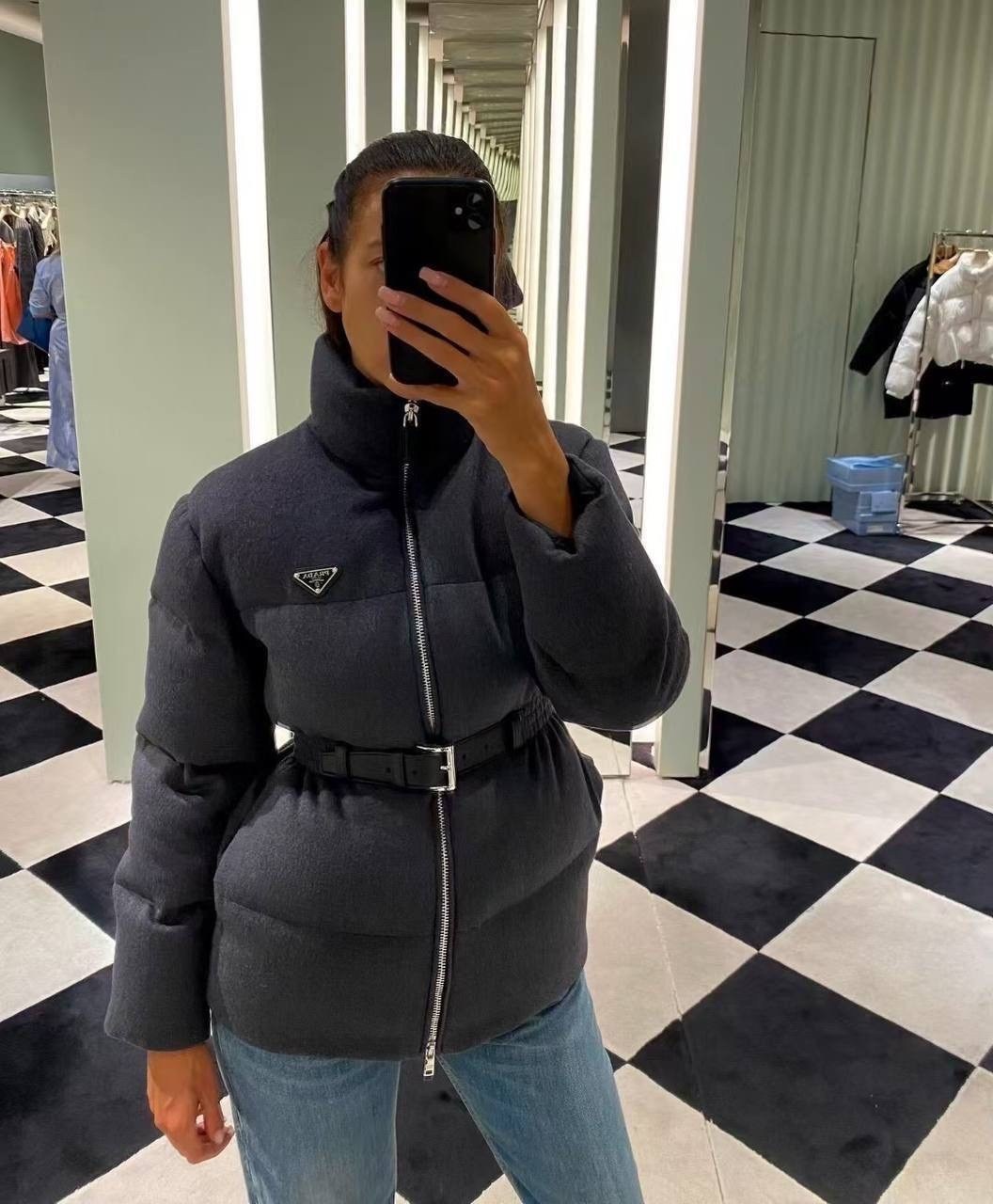 пуховик prada,женский пуховик prada,женский пуховик prada flannel,куртка prada,пуховик в стиле prada