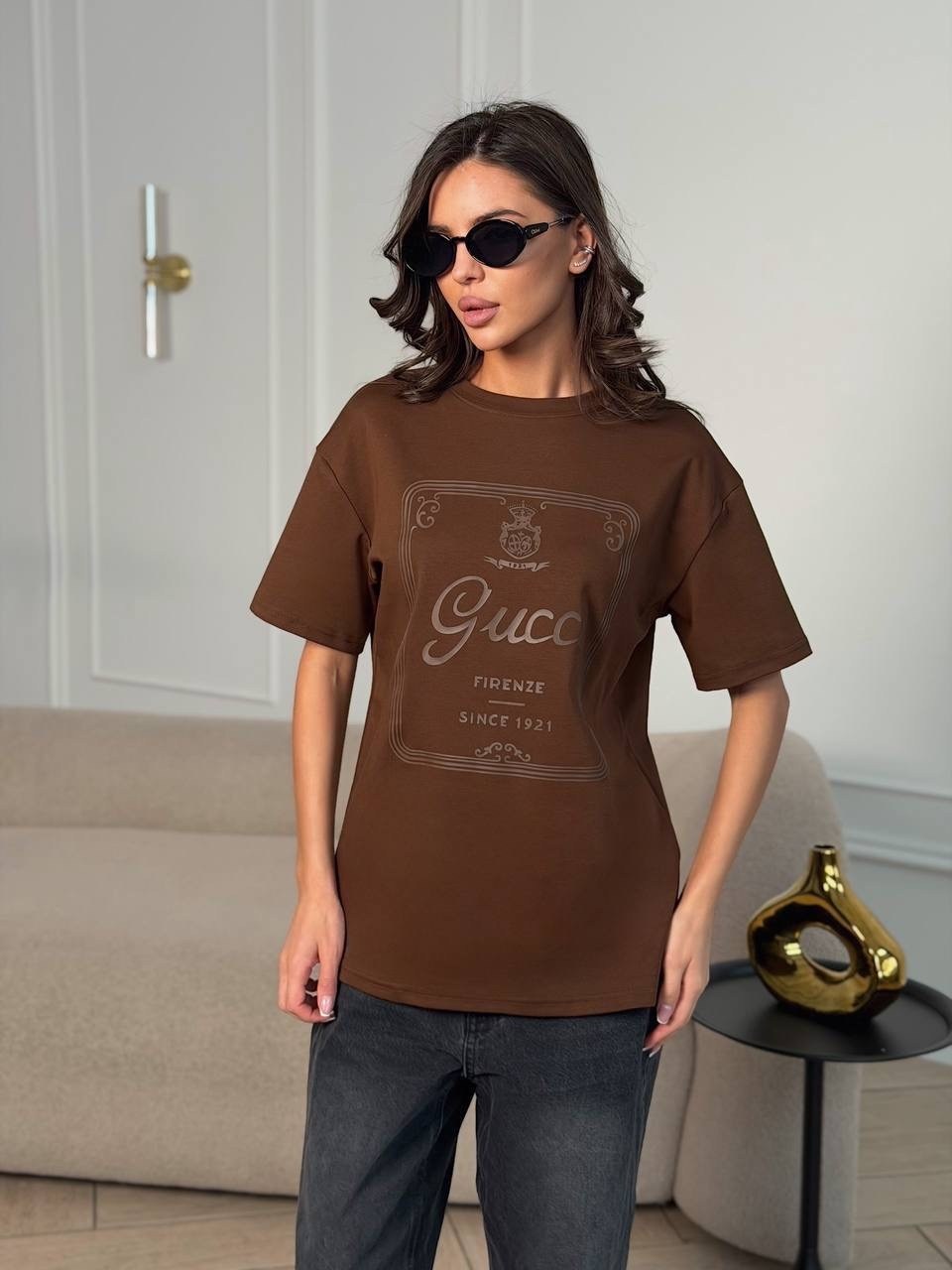 футболка y2k оверсайз zi-bella цвет шоколадный,женская футболка,футболка y2k оверсайз,футболки оверсайз,женская футболка оверсайз