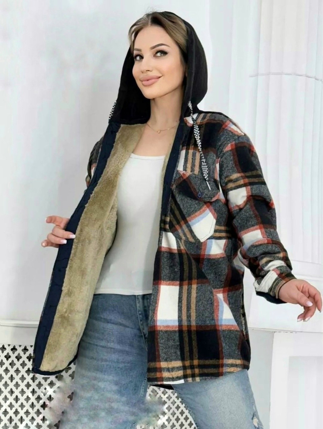 рубашка утепленная,оверсайз рубашка,худи оверсайз теплая в клетку удлиненная roza fashion,рубашка оверсайз теплая в клетку удлиненная tina style,рубашка женская большие размеры
