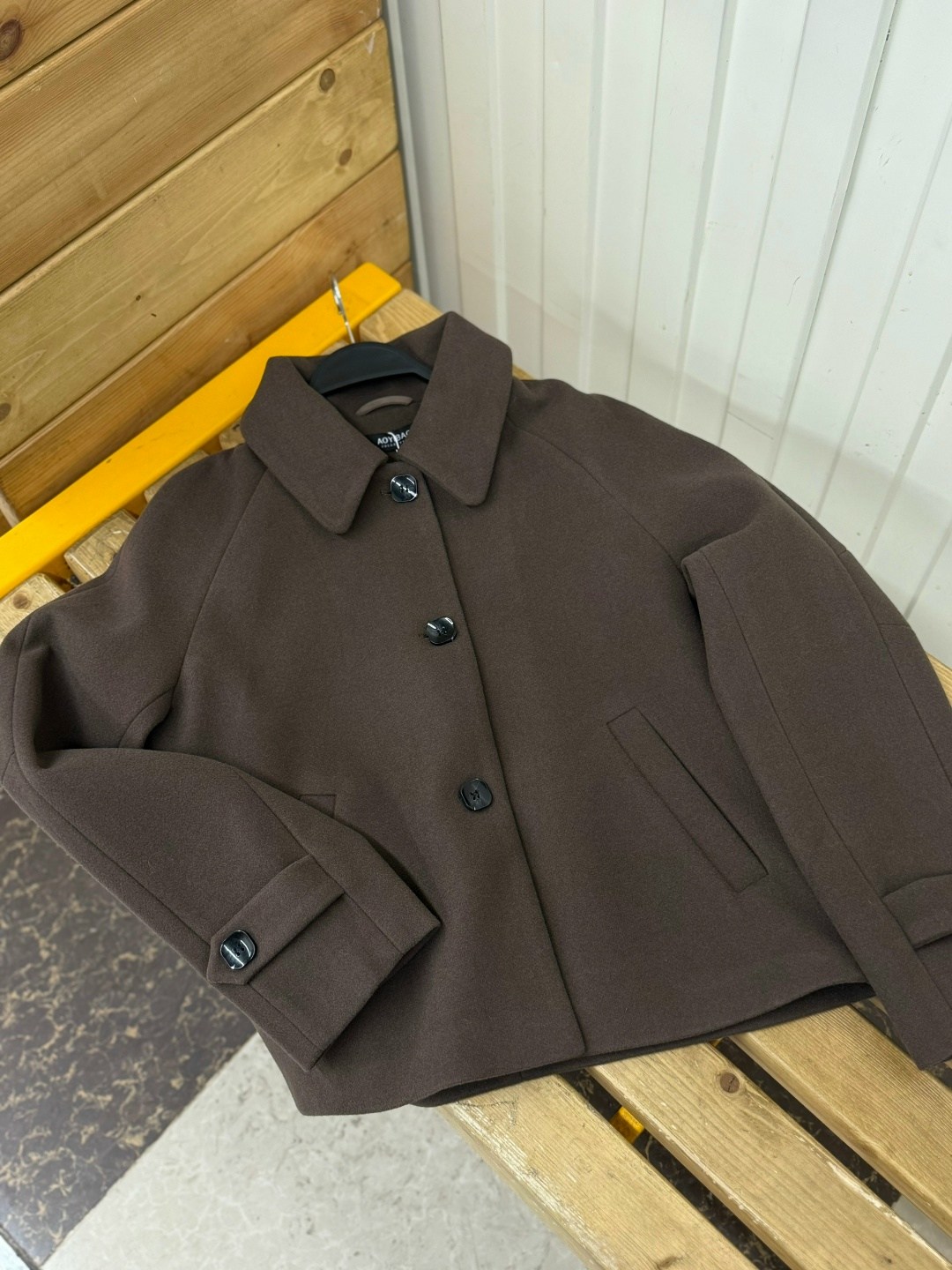 studio tomboy шерстяной пиджак коричневый,шерстяное пальто,короткие пальто,короткое шерстяное пальто,женское пальто