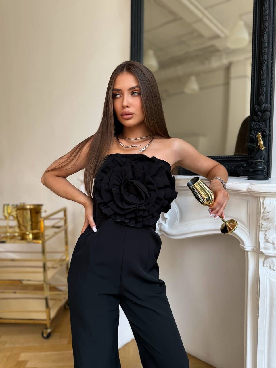 вечерние комбинезоны,женский комбинезон черный,женские комбинезоны,элегантные женские комбинезоны,брюки палаццо р.42-48