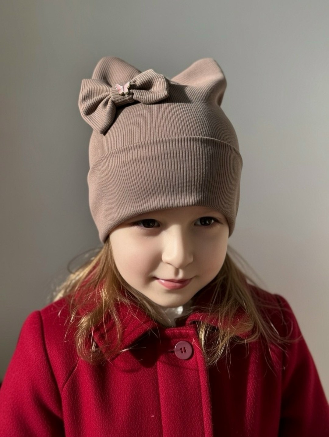 шапка для девочек,детская шапочка,шапка детская с отворотом ушками,шапочка,трикотажная шапочка