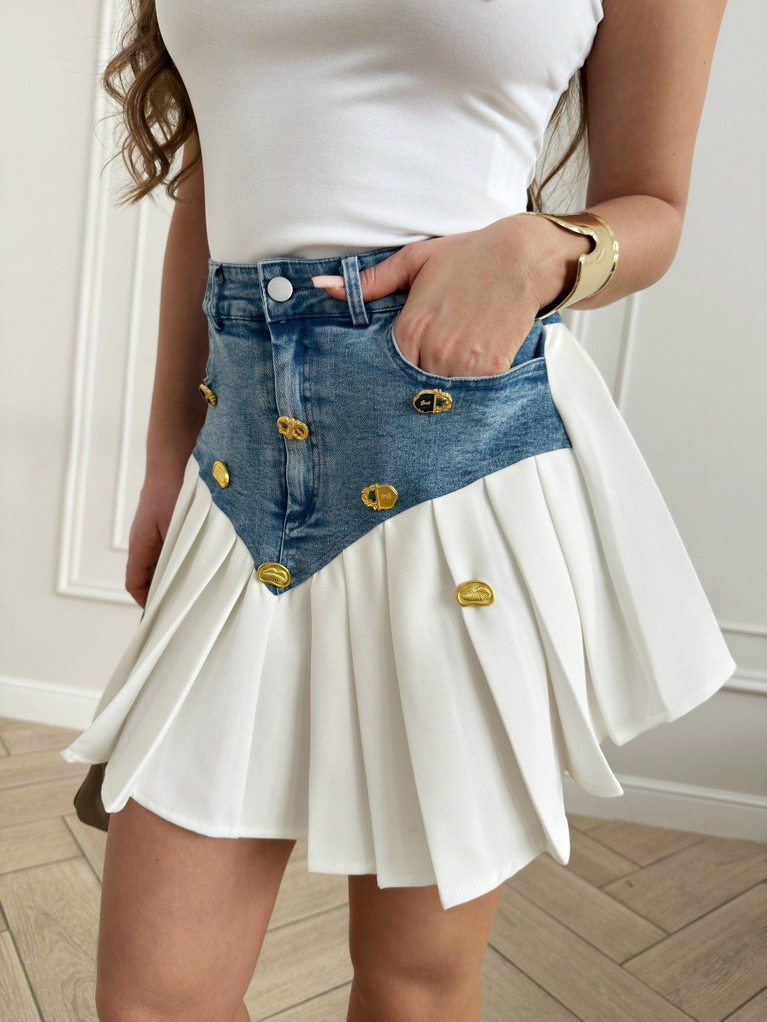 юбка мини,плиссированная джинсовая юбка,плиссированная мини юбка,юбка джинсовая,плиссированная юбка