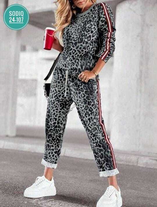 костюм спортивный женский,комплект женской спортивной одежды с леопардовым принтом больших размеров,женский спортивный костюм с леопардовым принтом,женские костюмы,костюм спортивные женские костюмы
