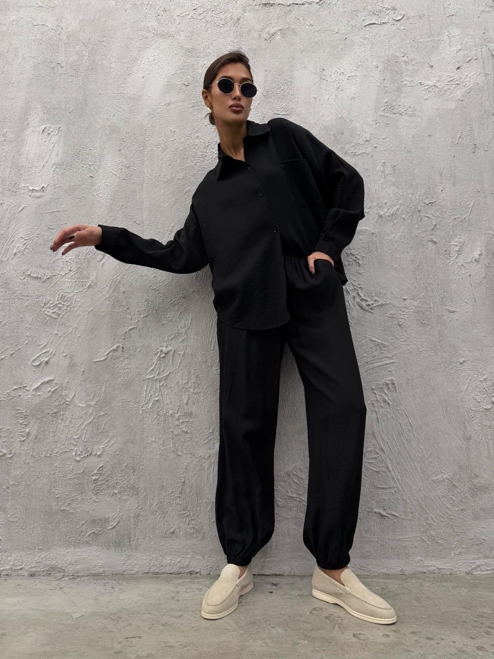 брючный костюм,костюм брючный льняной,костюм-двойка из мягкого хлопка: рубашка + брюки, голубой,костюм с брюками,модные брючные костюмы