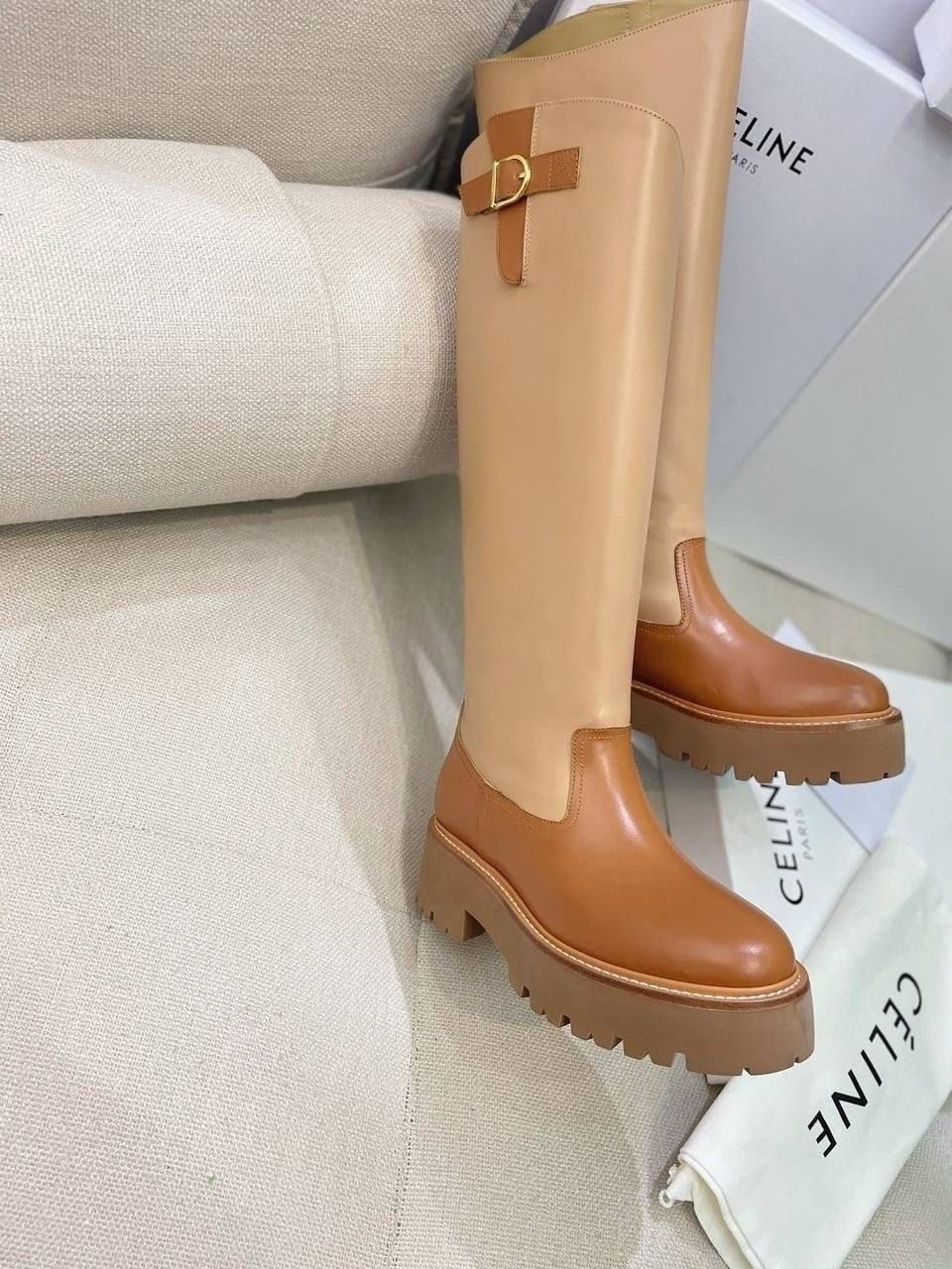 сапоги celine,женские сапоги,бежевые сапоги,сапоги из натуральная кожа,celine сапоги женские