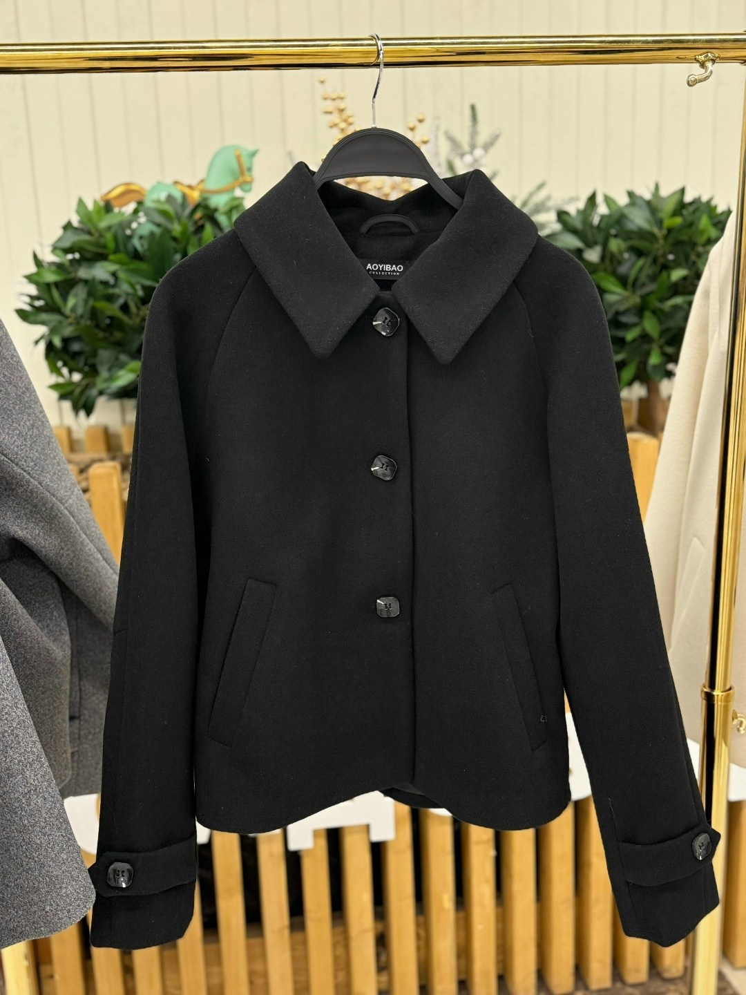 studio tomboy шерстяной пиджак коричневый,шерстяное пальто,короткие пальто,короткое шерстяное пальто,женское пальто