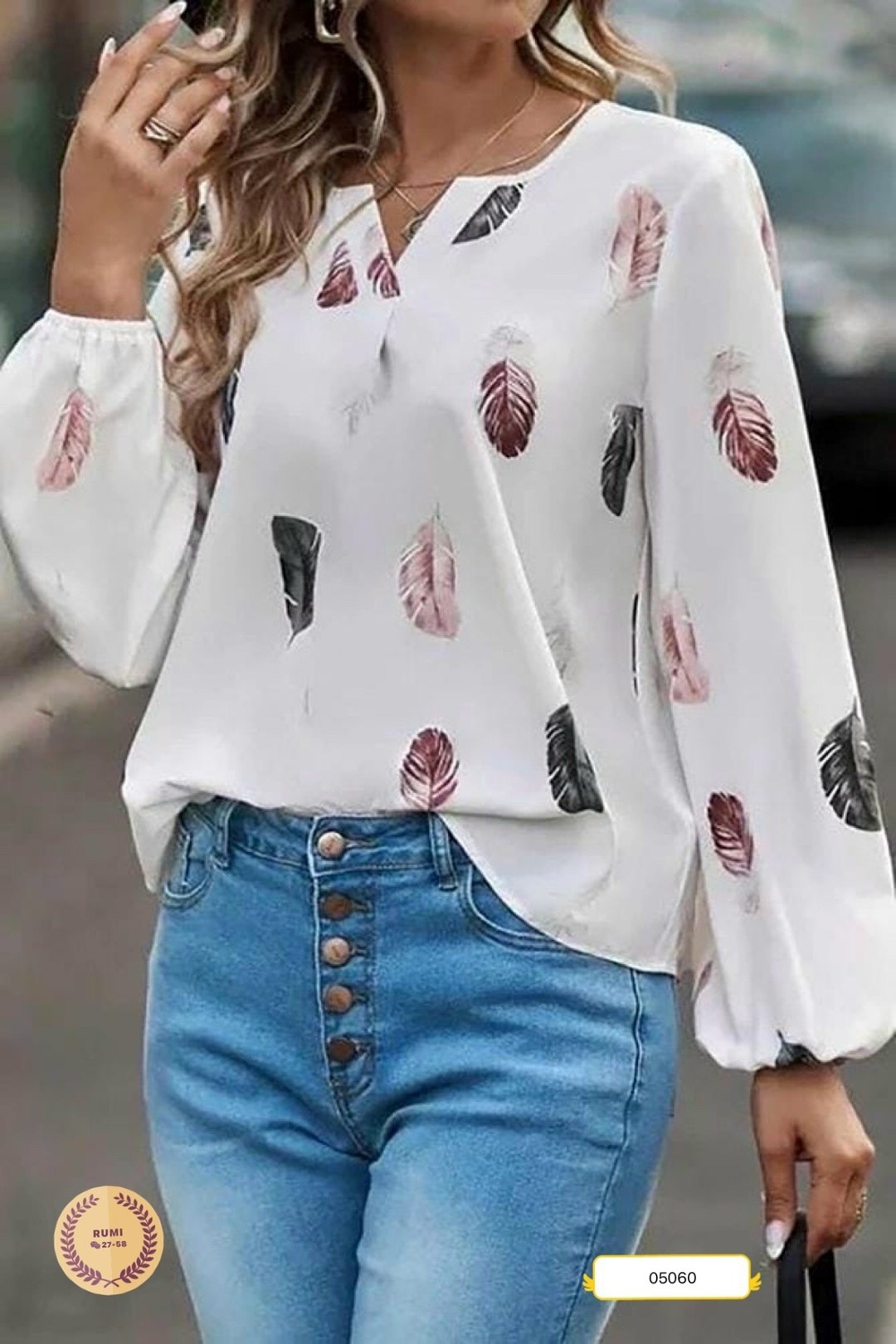 женская блузка,блуза с перьями,женская шифоновая блузка с v-образным вырезом и принтом перьев,кофточки женские,модные женские блузки