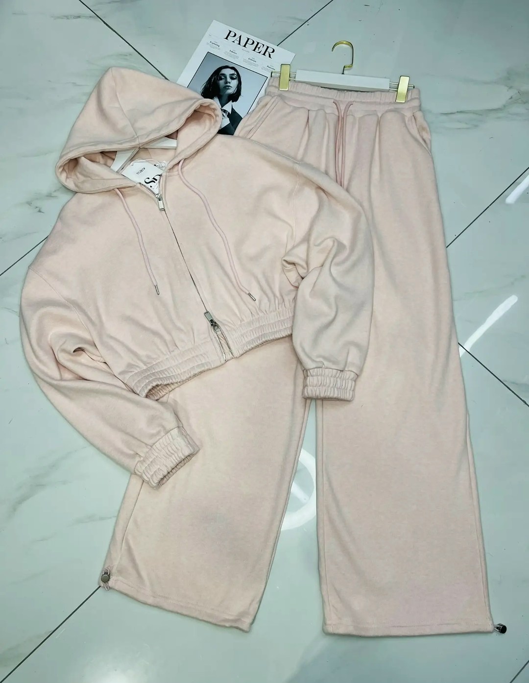 женский костюм,костюм бежевый,костюм спортивный со штанами палаццо и зип худи micca 362777071,розовый костюм,спортивный костюм