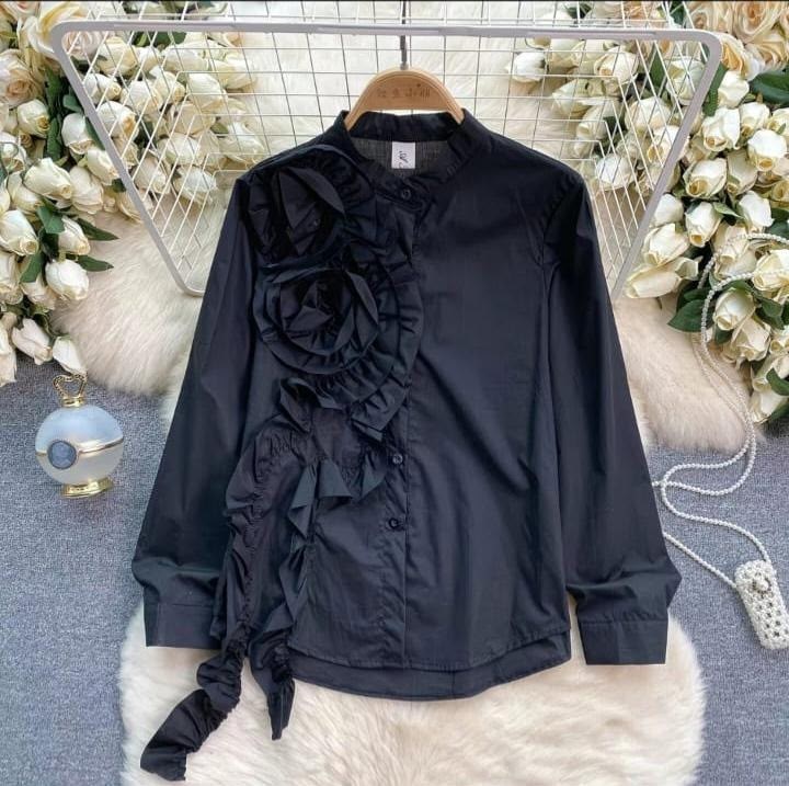 блузка с оборками,элегантная блузка,женская однотонная рубашка с оборками ewq,женская блузка с оборками,женская однотонная рубашка с оборками
