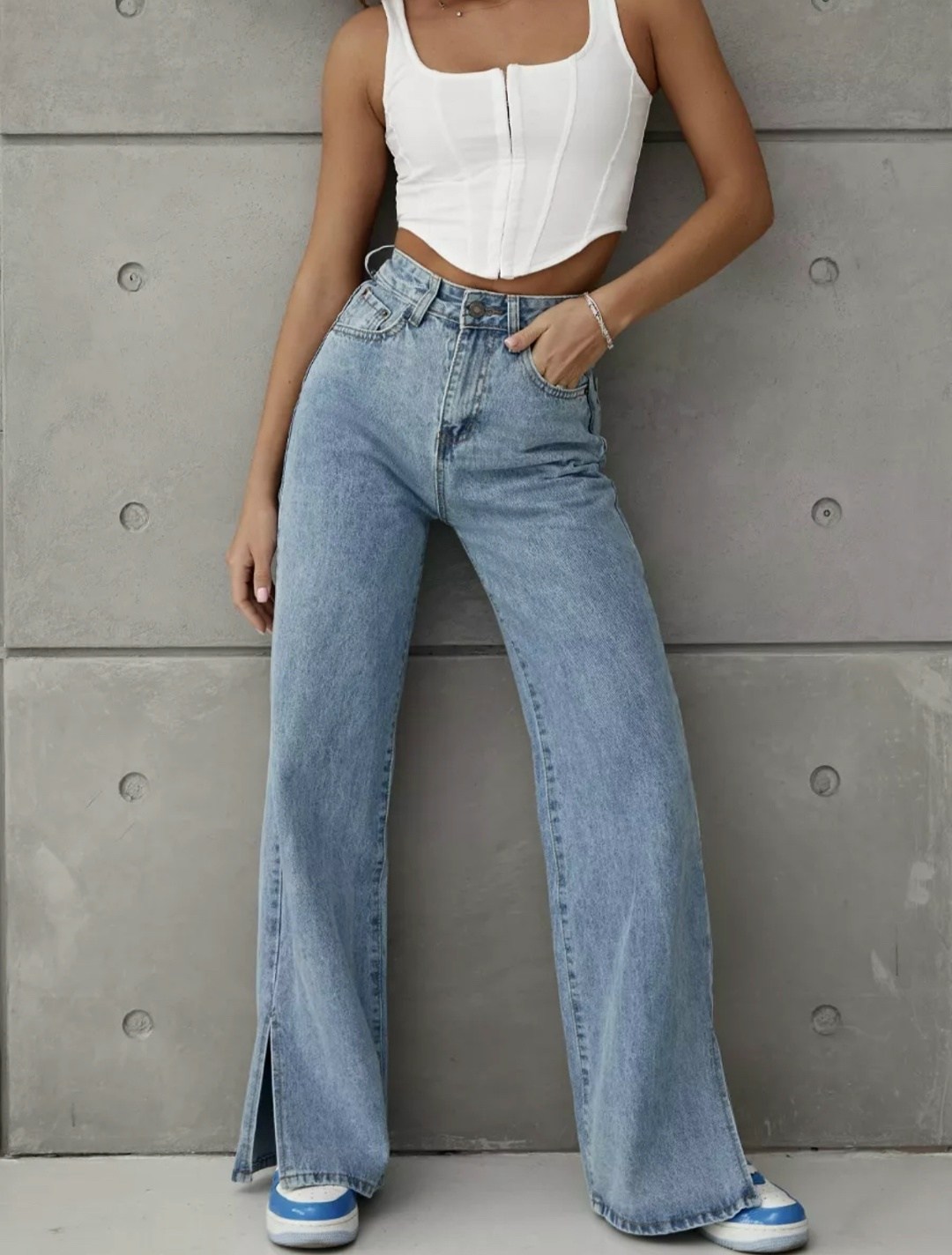 джинсы широкие прямые клеш,джинсы клеш с разрезами,джинсы женские палаццо,джинсы трубы прямые широкие клеш denim&a,джинсы женские