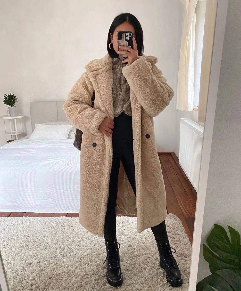 модные зимние образы,teddy coat outfit,меховое пальто,зимний стиль,зимний стиль одежды