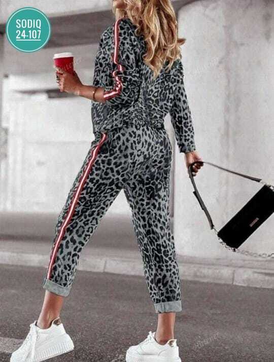 костюм спортивный женский,комплект женской спортивной одежды с леопардовым принтом больших размеров,женский спортивный костюм с леопардовым принтом,женские костюмы,костюм спортивные женские костюмы