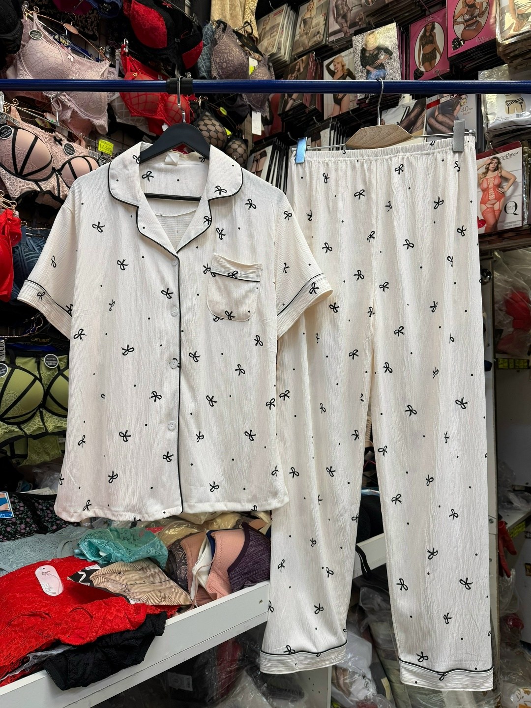 пижама муслиновая 3 в 1 с рубашкой шортами и штанами elmira_home,пижама женская,пижама женская с брюками m,l,xl,xxl,с сердечками,комплект пижама,пижама