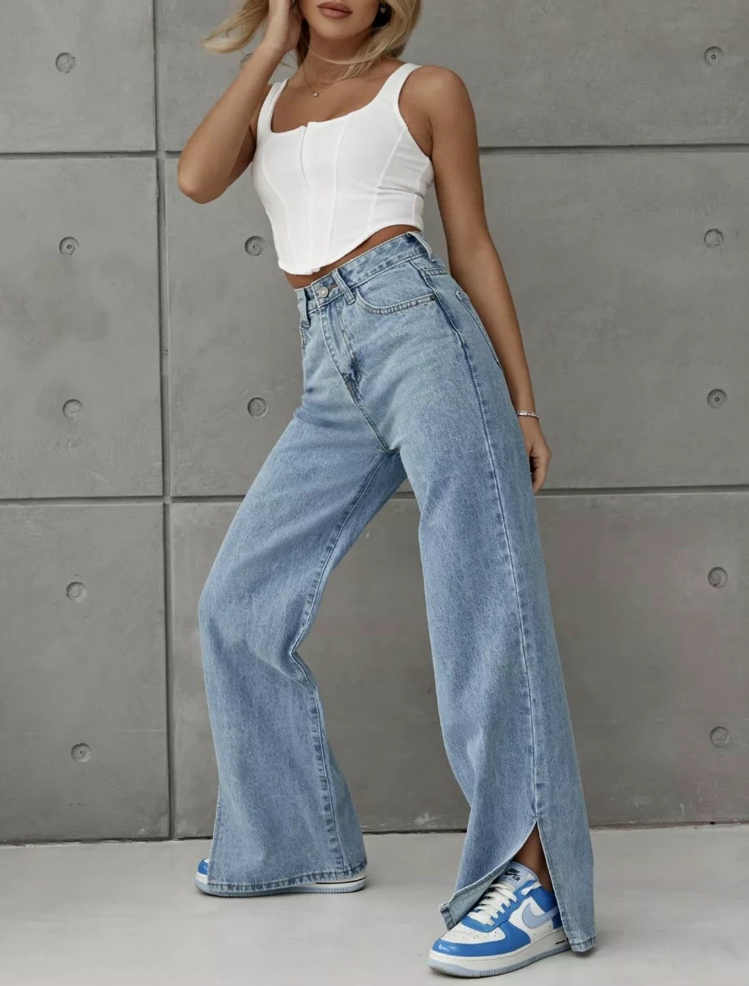 джинсы широкие прямые клеш,джинсы клеш с разрезами,джинсы женские палаццо,джинсы трубы прямые широкие клеш denim&a,джинсы женские