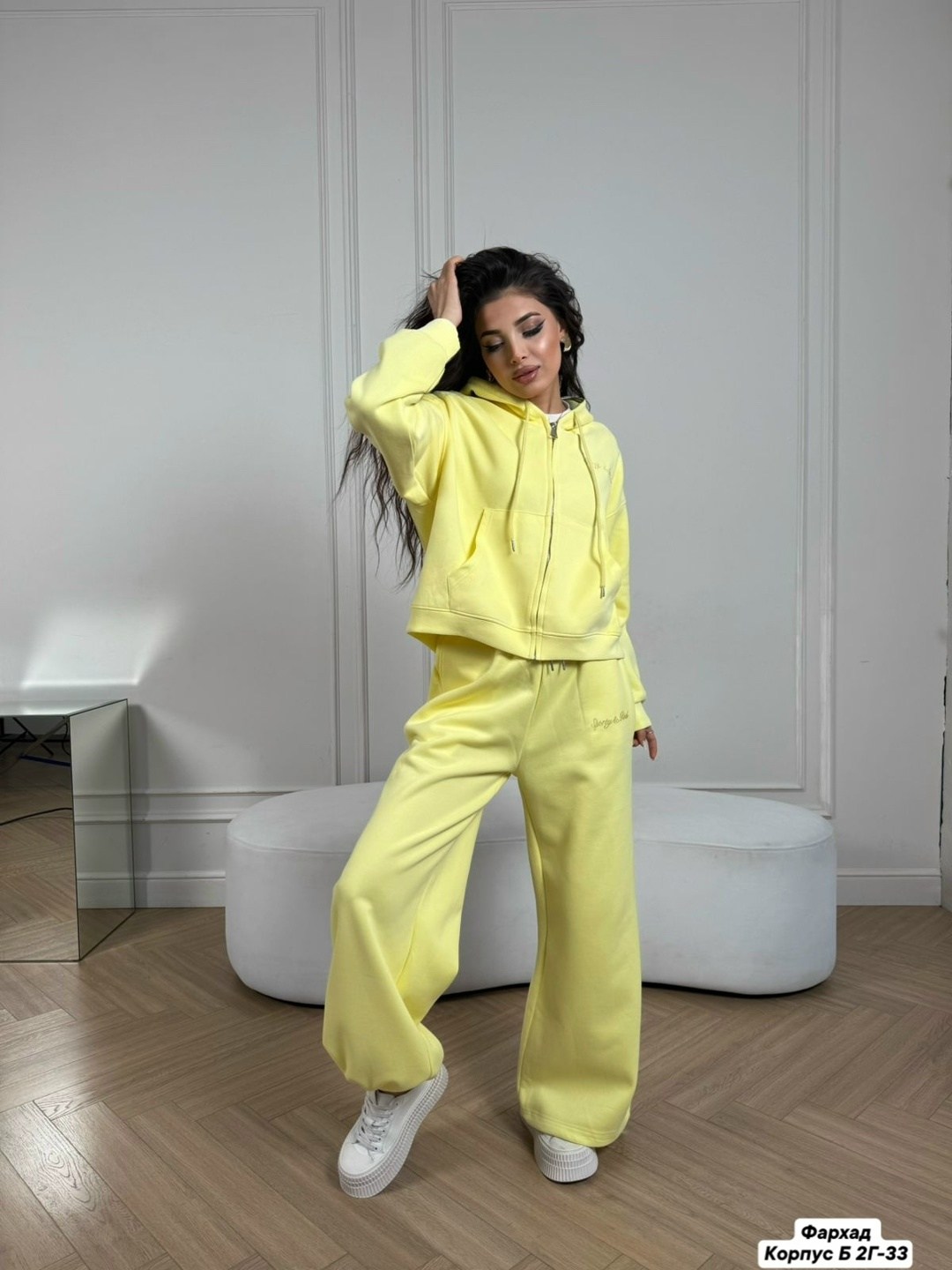 женский спортивный костюм,костюм женский,костюм женский спортивный толстовка и штаны арт. 1139379,спортивный костюм,костюм спортивный на молнии палаццо с кулиской liya цвет желтый