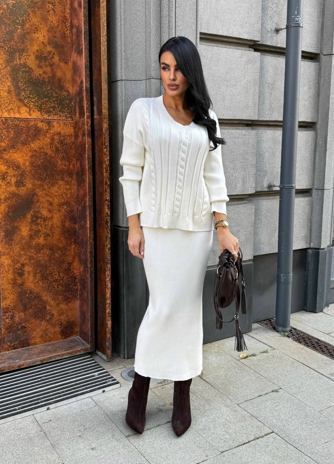 костюм вязаный джемпер с юбкой emberens,трикотажный костюм с юбкой лапша,вязаный костюм с юбкой,костюм трикотажный вязаный с юбкой emberens 183203374,костюм вязаный с юбкой миди emberens