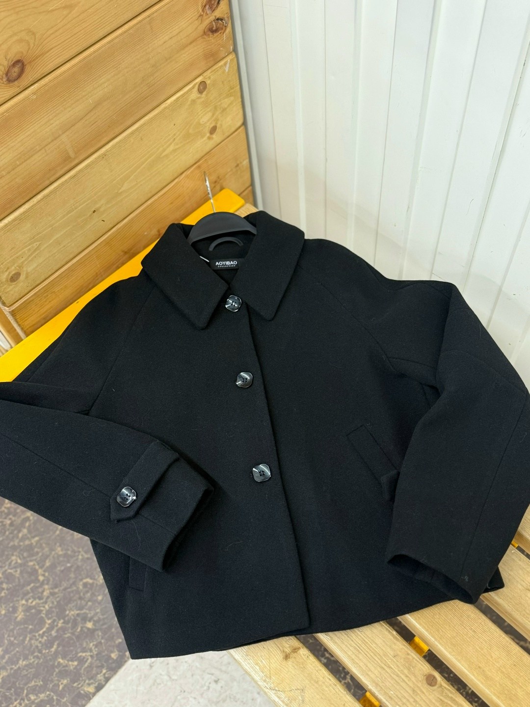 studio tomboy шерстяной пиджак коричневый,шерстяное пальто,короткие пальто,короткое шерстяное пальто,женское пальто