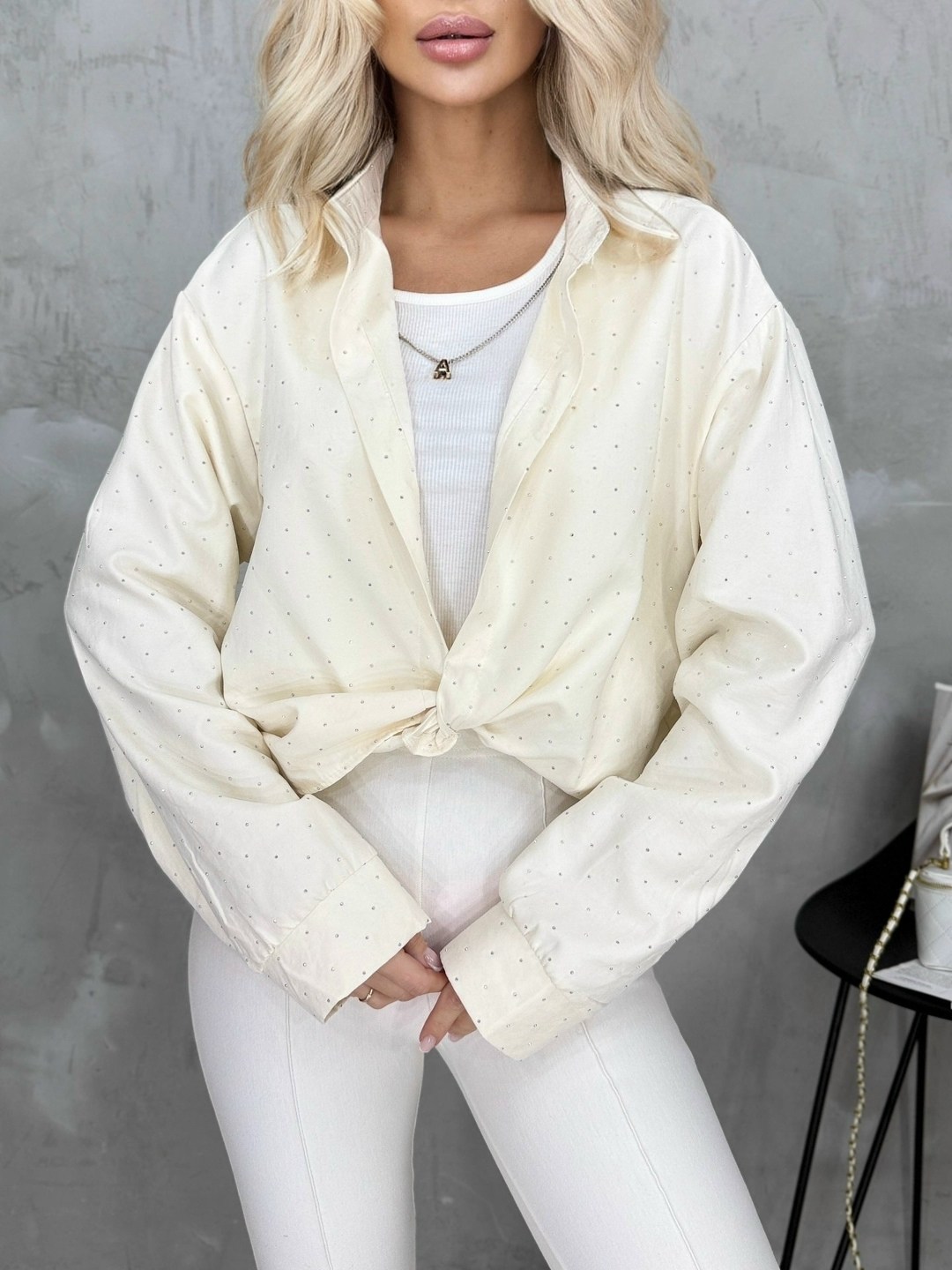 рубашка нарядная оверсайз со стразами hello margo,рубашка со стразами женская,рубашка женская,рубашка со стразами,повседневная рубашка