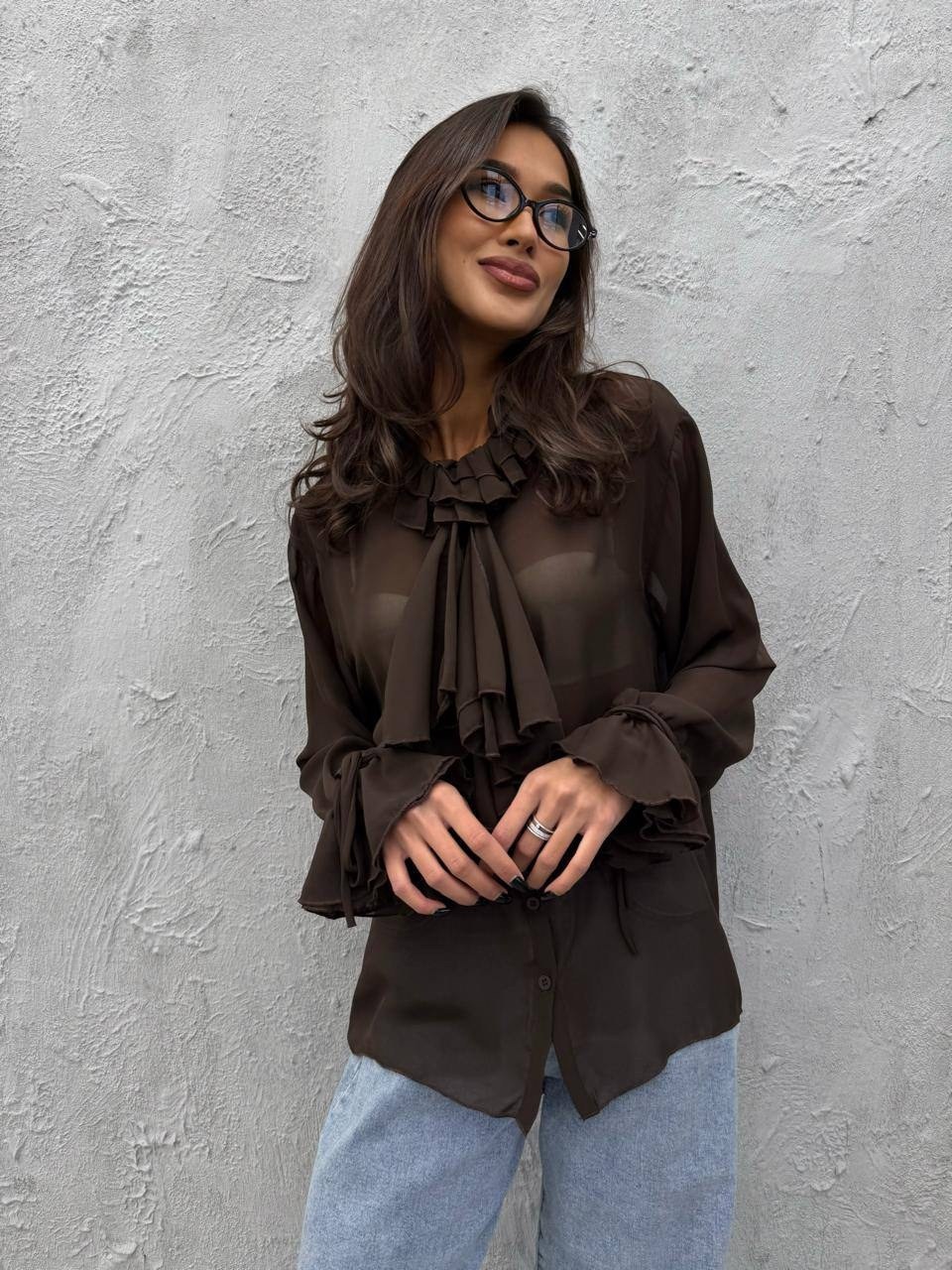 блузка с оборками,шифоновая блузка,блузка с воланами полупрозрачная open back,блузка женская,стильная блузка