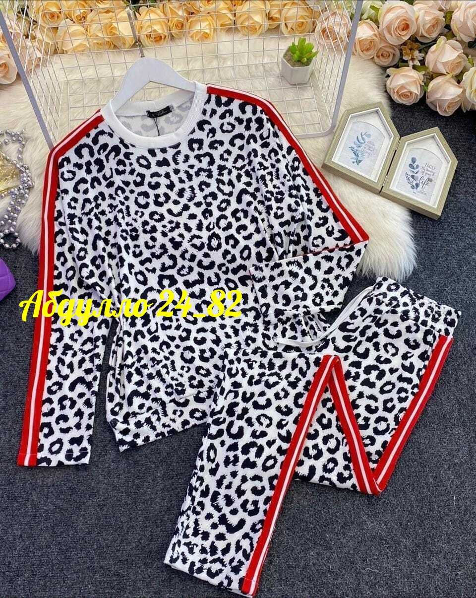 комплект женской спортивной одежды с леопардовым принтом больших размеров,костюм спортивный женский,женский спортивный костюм с леопардовым принтом,женские костюмы,леопардовый спортивный костюм