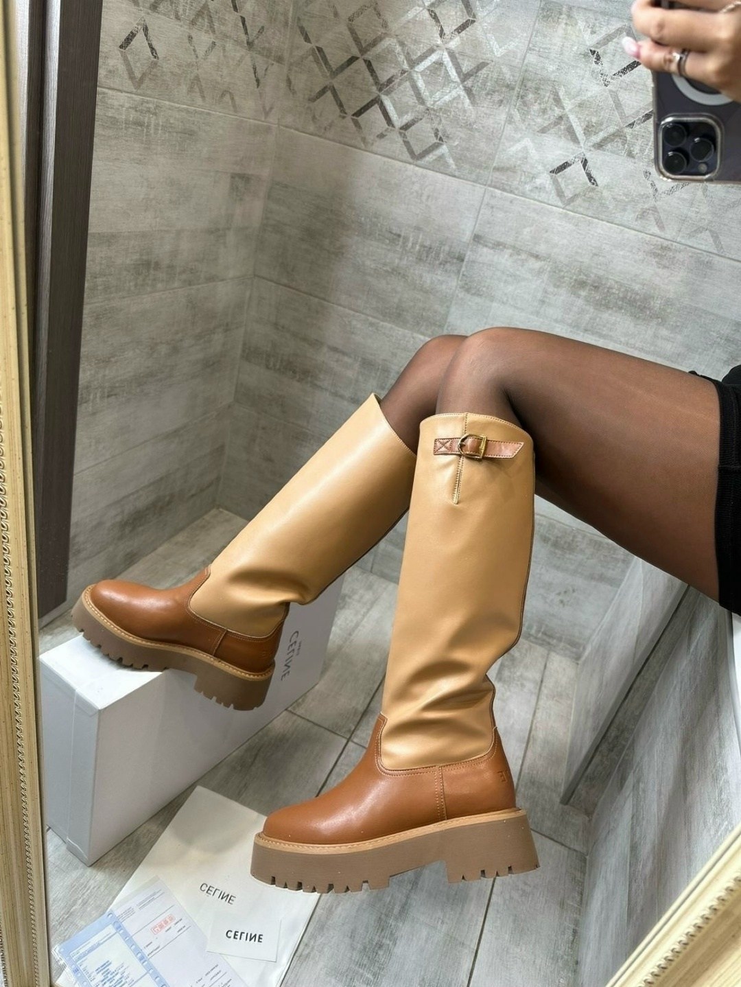 сапоги celine,женские сапоги,бежевые сапоги,сапоги из натуральная кожа,celine сапоги женские