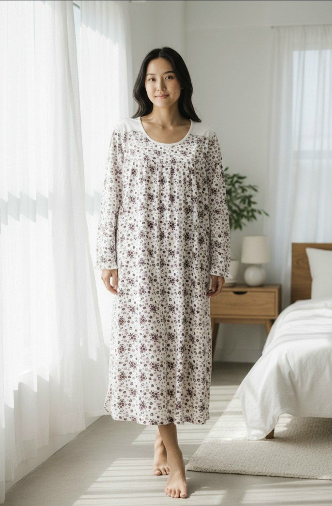 женская ночная сорочка,ночная сорочка,сорочка женская,сорочка ночная женская с длинным рукавом,ночная сорочка женская хлопок