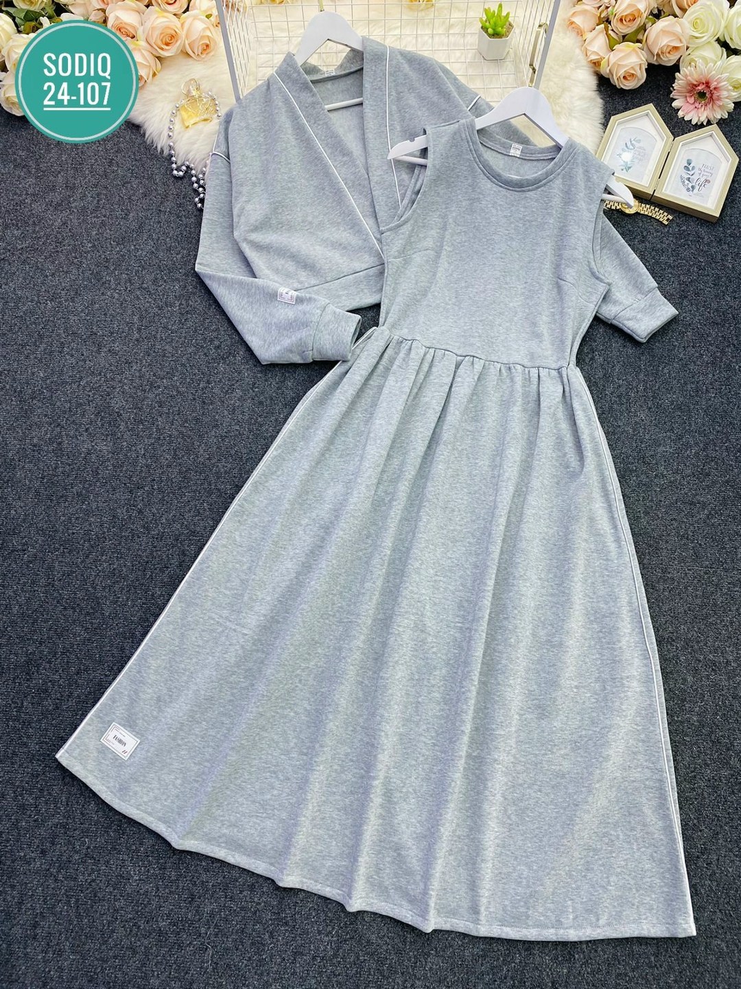 трикотажный женский костюм,трикотажные костюмы,костюмы с платьем,трикотажное платье