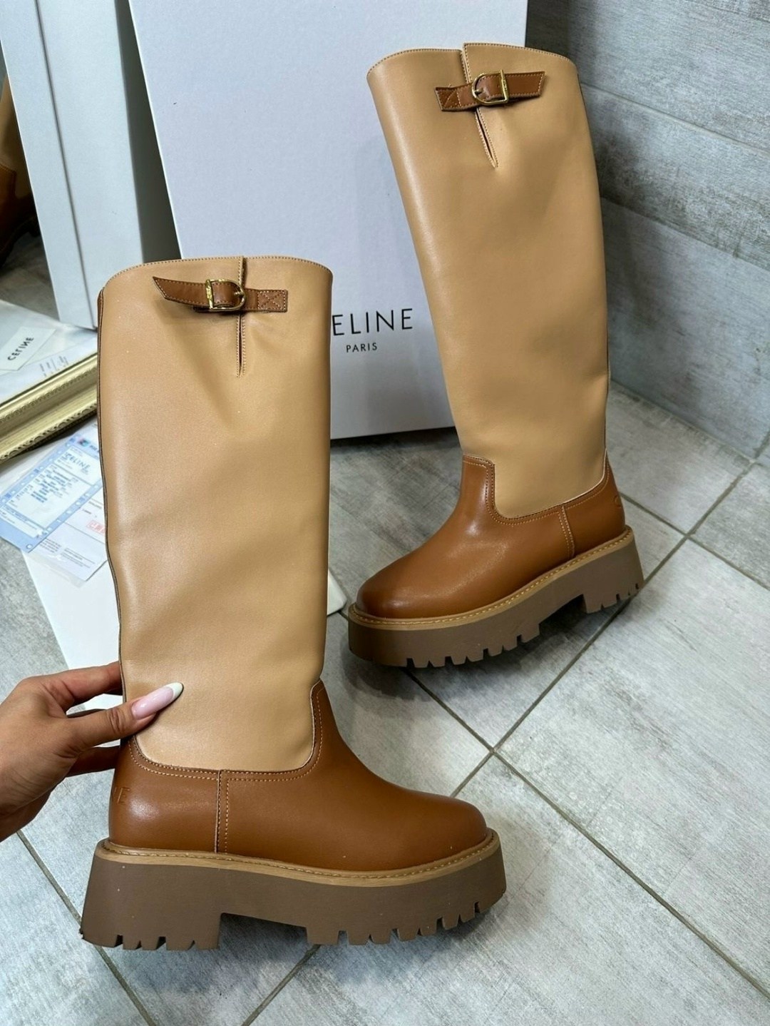 сапоги celine,женские сапоги,бежевые сапоги,сапоги из натуральная кожа,celine сапоги женские
