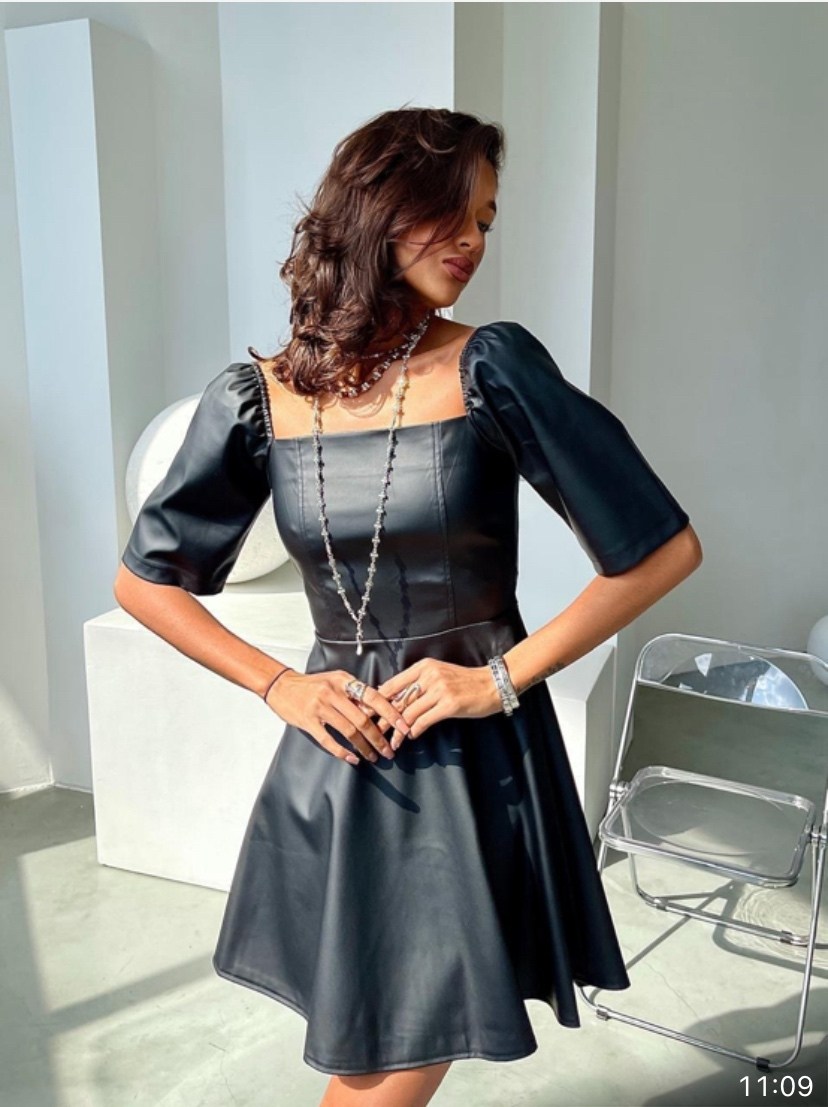 платье из экокожи,черное кожаное платье мини из экокожи,женское платье из экокожи,платье из экокожи короткое,кожаное платье