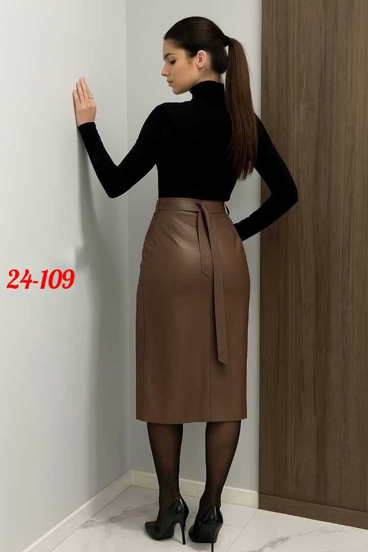 юбка из экокожи,юбка из коричневого кожзама,коричневая юбка из экокожи,юбка кожаная миди,кожаная юбка