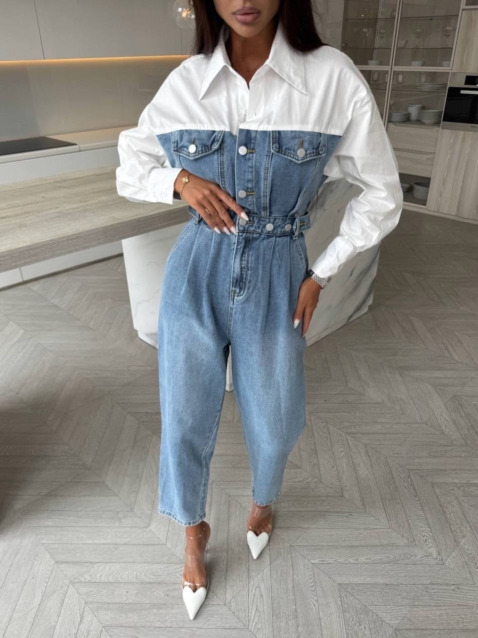 джинсовый комбинезон,женский комбинезон джинсовый,комбинезон джинсовый shmatovashop цвет голубой,джинсовый комбез,комбинезон джинс