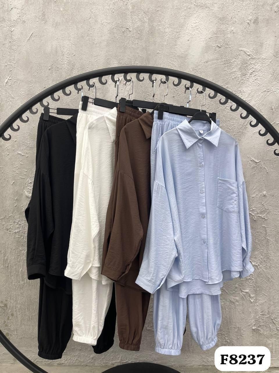 брючный костюм,костюм брючный льняной,костюм-двойка из мягкого хлопка: рубашка + брюки, голубой,костюм с брюками,модные брючные костюмы