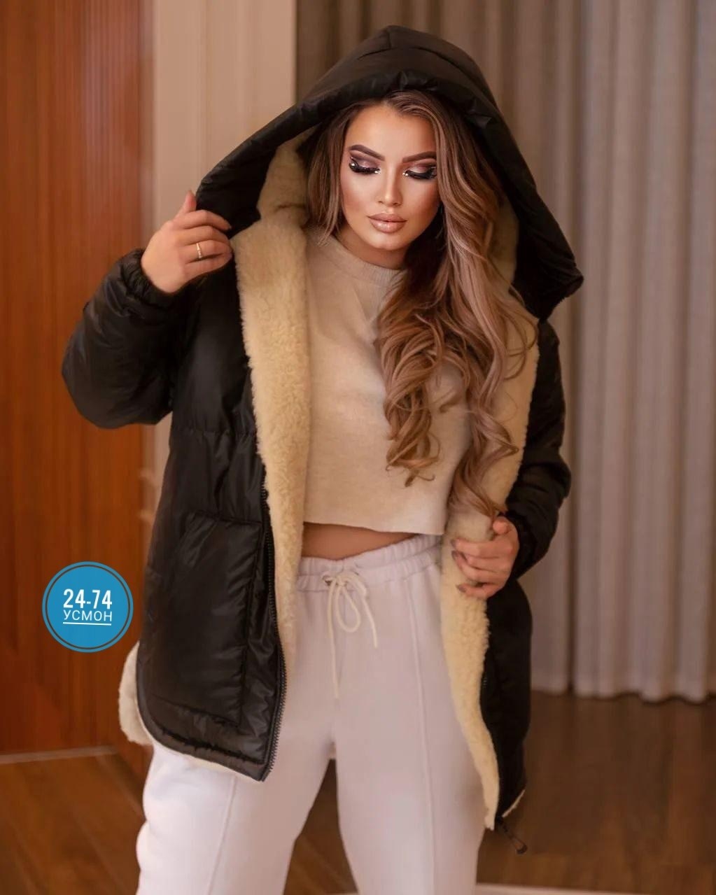 куртка зимняя женская,куртка женская с капюшоном,куртка с мехом,куртка женская двухсторонние,женская куртка