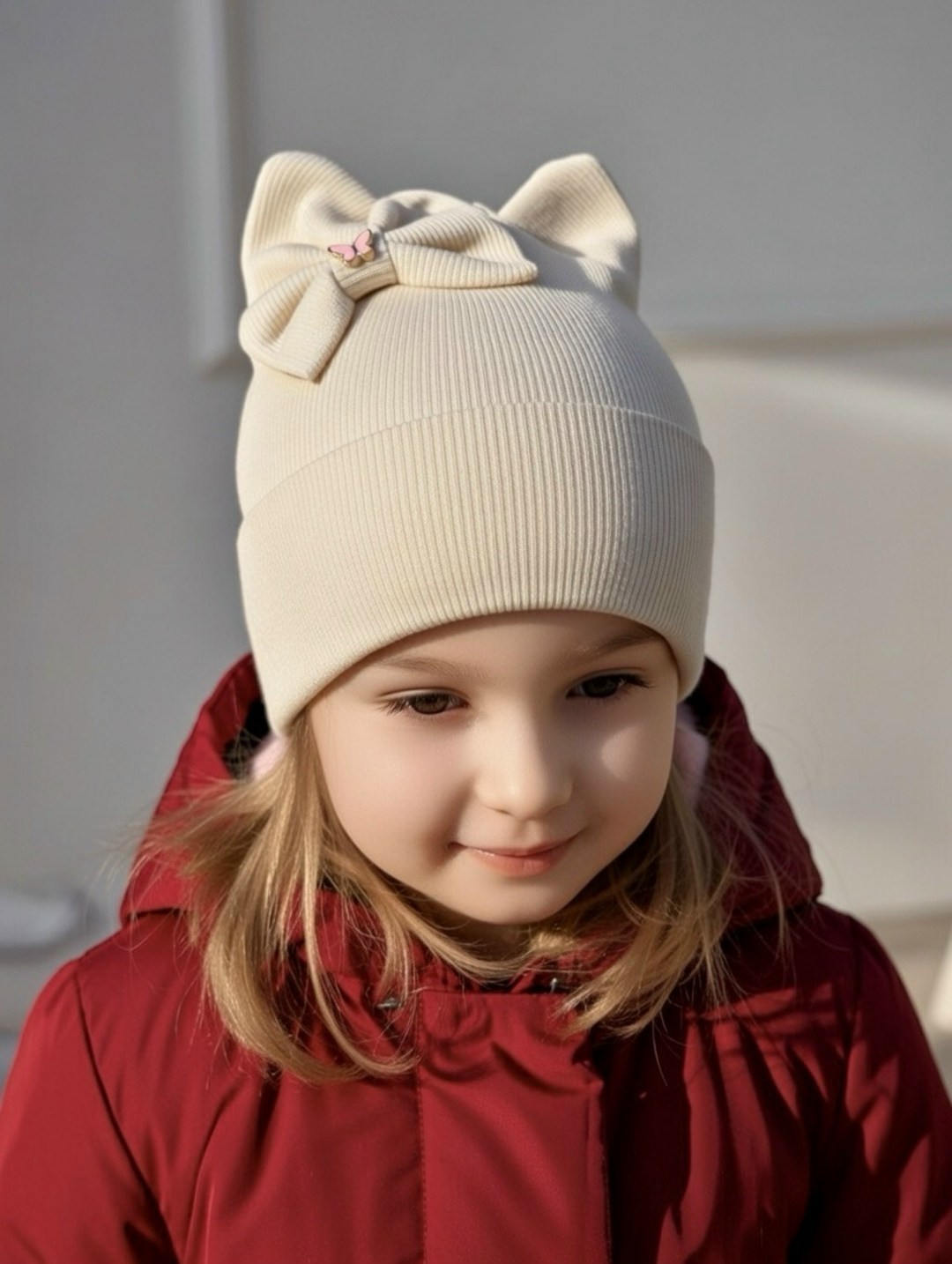 шапка для девочек,детская шапочка,шапка детская с отворотом ушками,шапочка,трикотажная шапочка