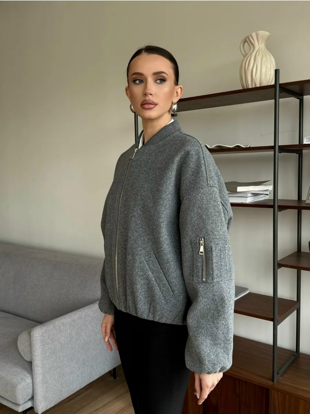 куртка бомбер оверсайз осенняя утепленная fashionboom,куртка бомбер оверсайз,бомбер оверсайз осенний,куртка-бомбер оверсайз из пальтовой ткани zarina,куртка-бомбер оверсайз из пальтовой ткани