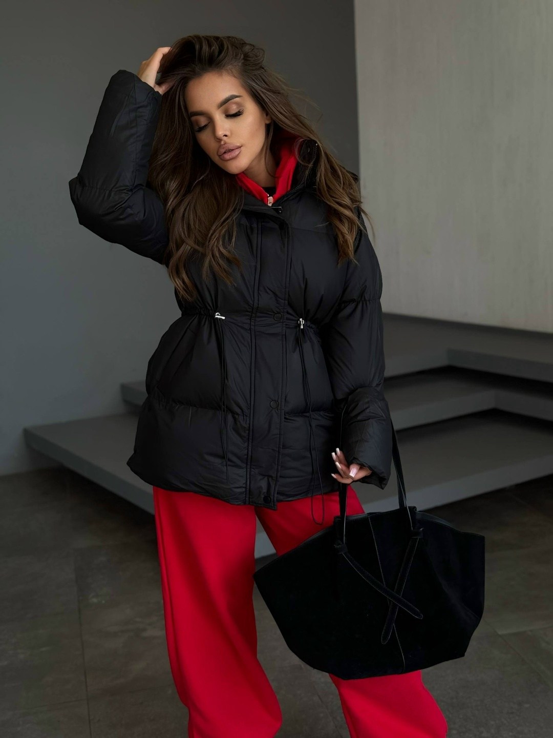 пуховик удлиненный с капюшоном зимняя куртка milania style,куртка с поясом,куртка оверсайз,куртка бомбер,куртка женская удлиненная
