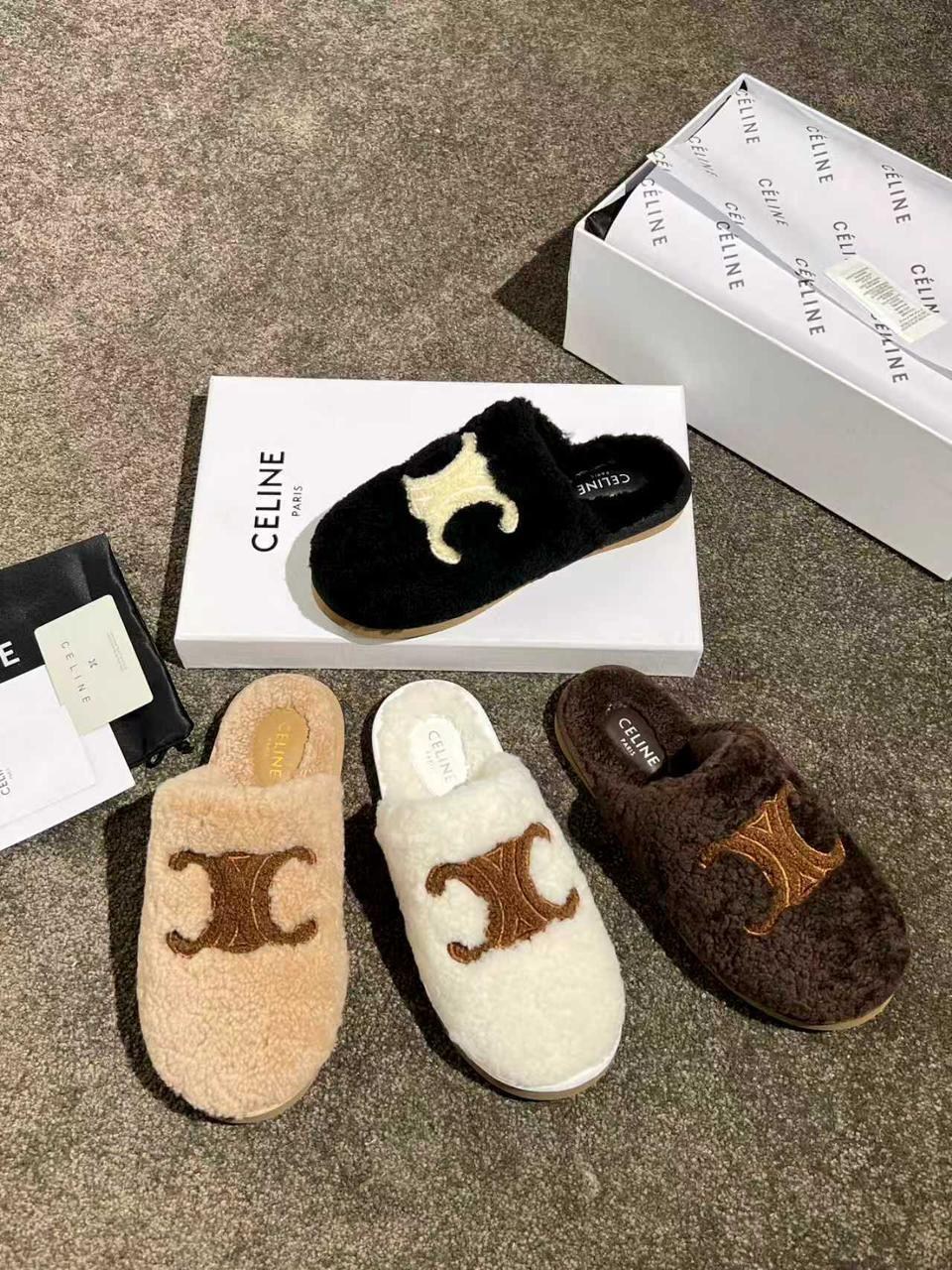 тапочки женские,тапочки celine,тапочки меховые,модные тапочки,тапки меховые