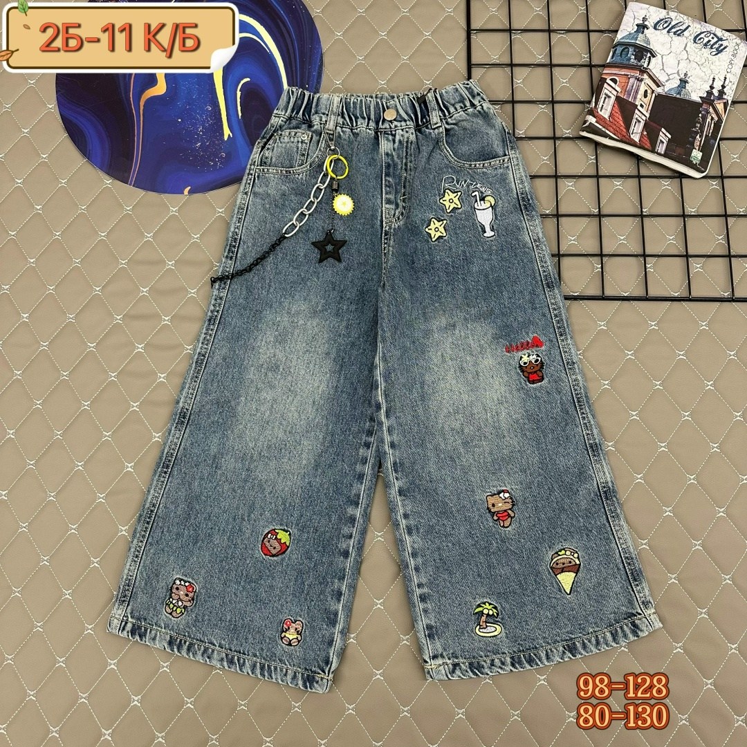 джинсовые брюки,широкие джинсы для девочек,джинсы для девочек,джинсы с вышивкой,джинсовые широкие брюки