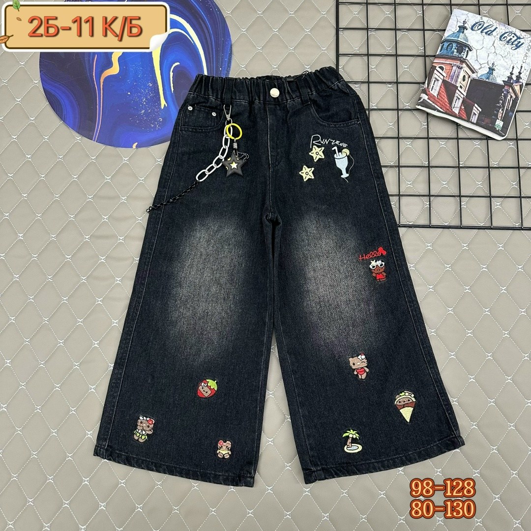 джинсовые брюки,широкие джинсы для девочек,джинсы для девочек,джинсы с вышивкой,джинсовые широкие брюки