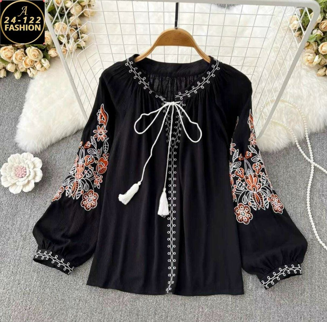 женская блузка с вышивкой,блузка с вышивкой,этническая блузка с цветочной вышивкой женская рубашка длинным рукавом,блузка в стиле бохо,рубашка с вышивкой