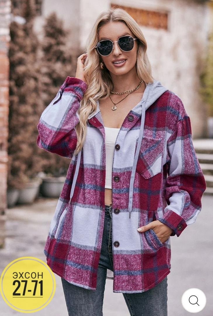 рубашка с капюшоном,рубашка в клетку женская,рубашка утепленная женская в клетку больших размеров,клетчатая кофта,рубашка женская