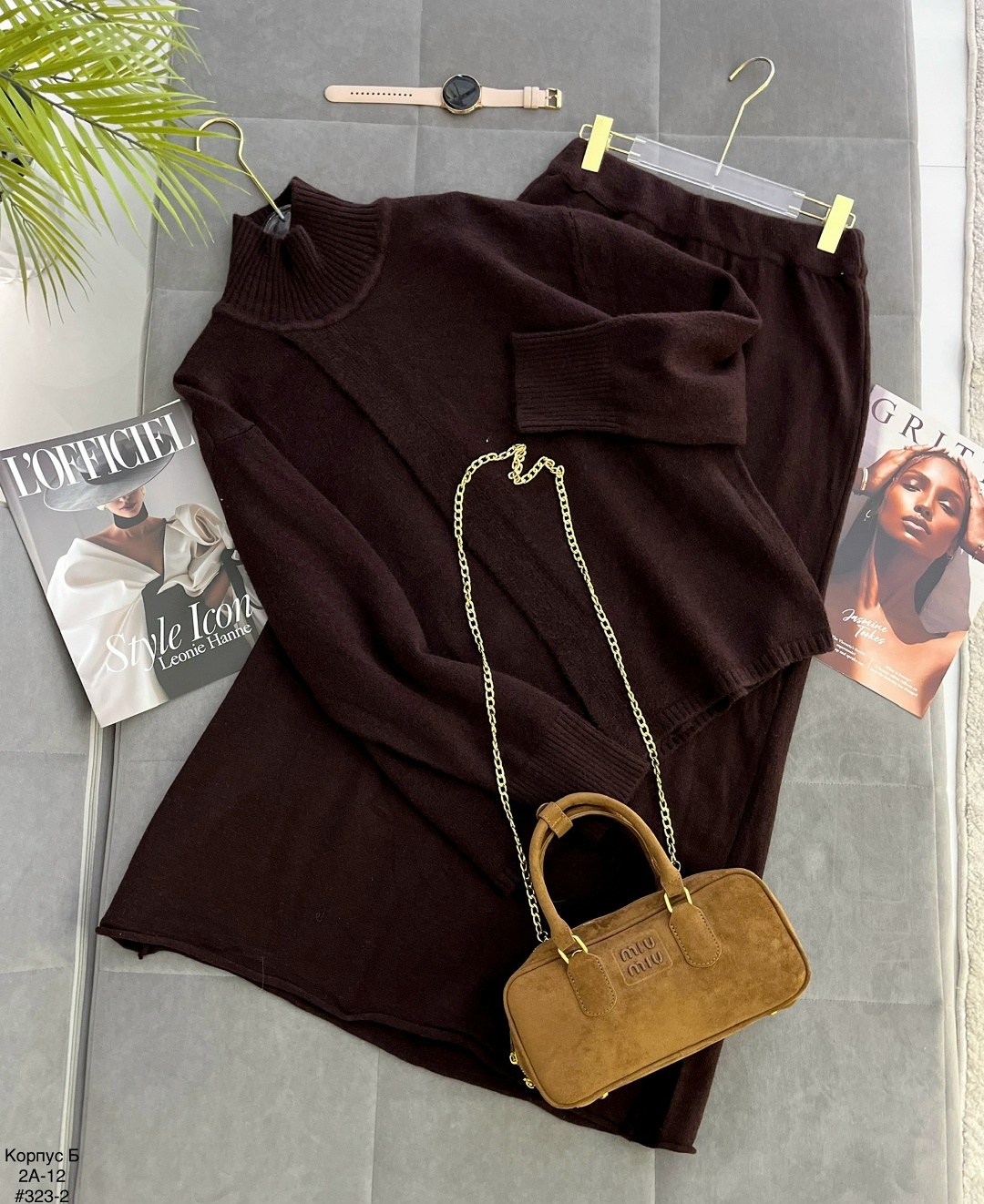 трикотажные костюмы,женские костюмы,костюм вязаный трикотажный теплый с брюками eva coosh,костюм трикотаж,кашемировый костюм