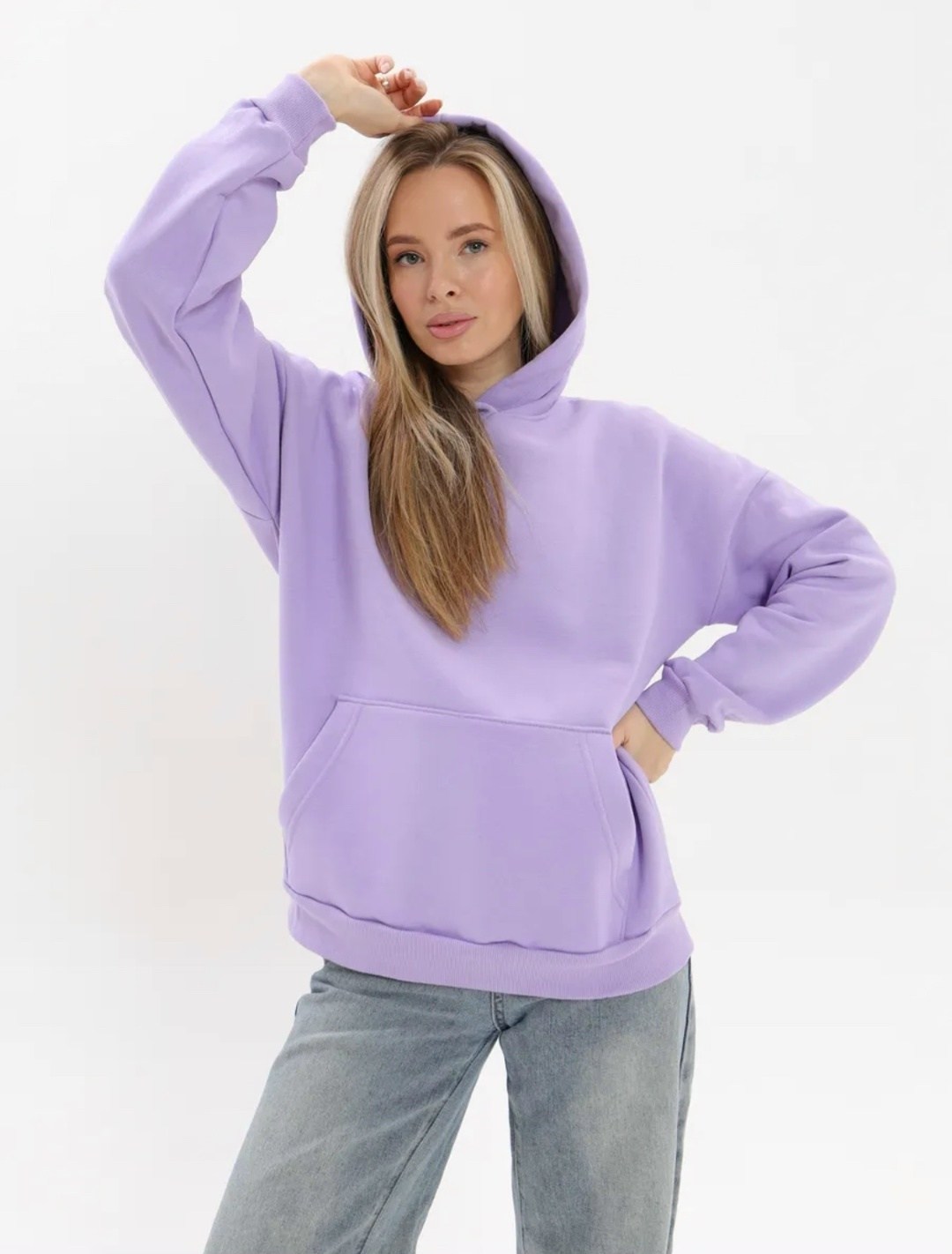 худи женское minaku casual collection цвет лавандовый р-р 46-48,толстовка оверсайз,худи оверсайз с капюшоном теплое с начесом,худи оверсайз,худи оверсайз с капюшоном