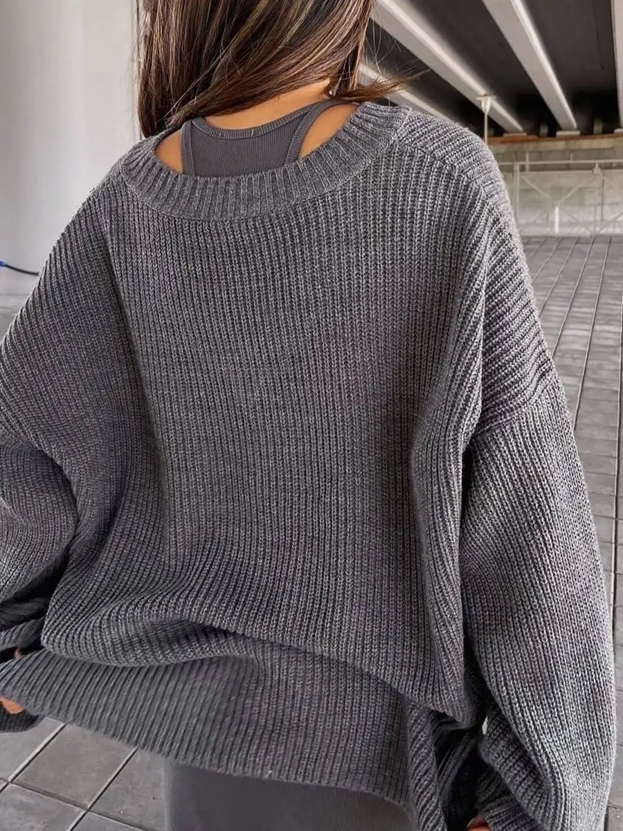 свитер оверсайз вязаный удлиненный cooshe,свитер серый оверсайз удлиненный surat,объемный вязаный свитер с круглым вырезом темно-серый,свитер оверсайз удлиненный вязаный nev brand,свитер оверсайз без